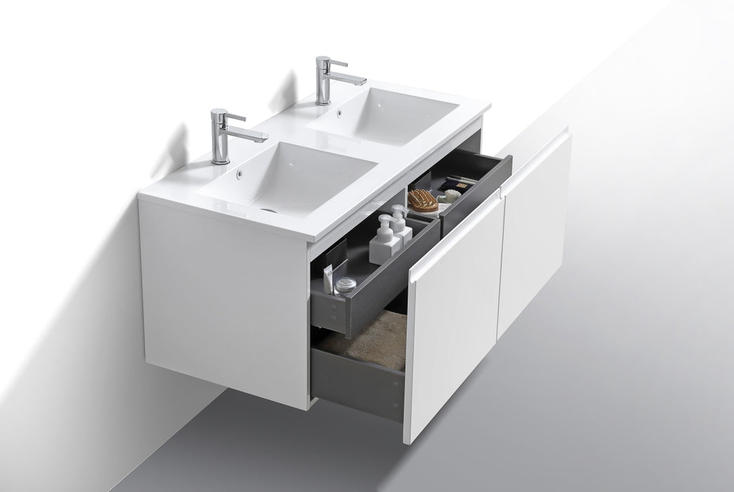 KubeBath | Balli 48'' Double SinkWall Mount Modern Bathroom Vanity in Gloss White Finish KubeBath - Vanities KubeBath   