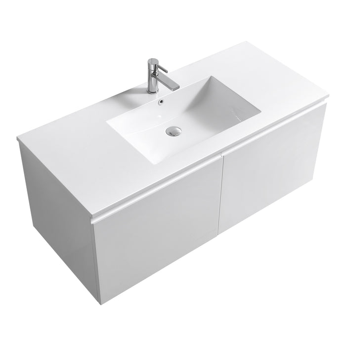 KubeBath | Balli 48'' Single Sink Wall Mount Modern Bathroom Vanity in Gloss White Finish KubeBath - Vanities KubeBath   