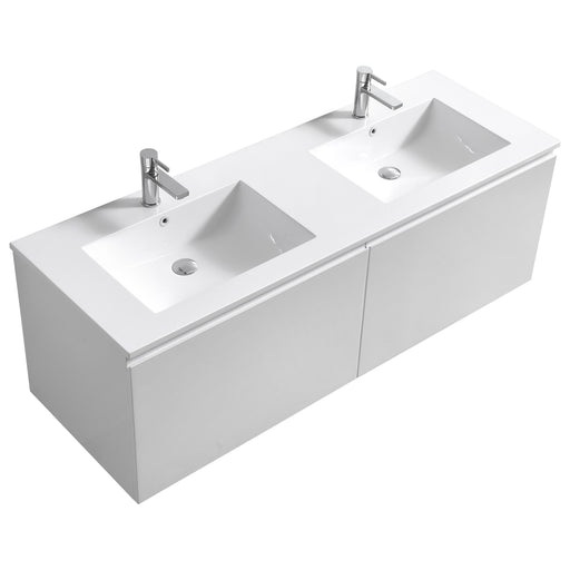 KubeBath | Balli 60'' Double Sink Wall Mount Modern Bathroom Vanity in Gloss White Finish KubeBath - Vanities KubeBath   