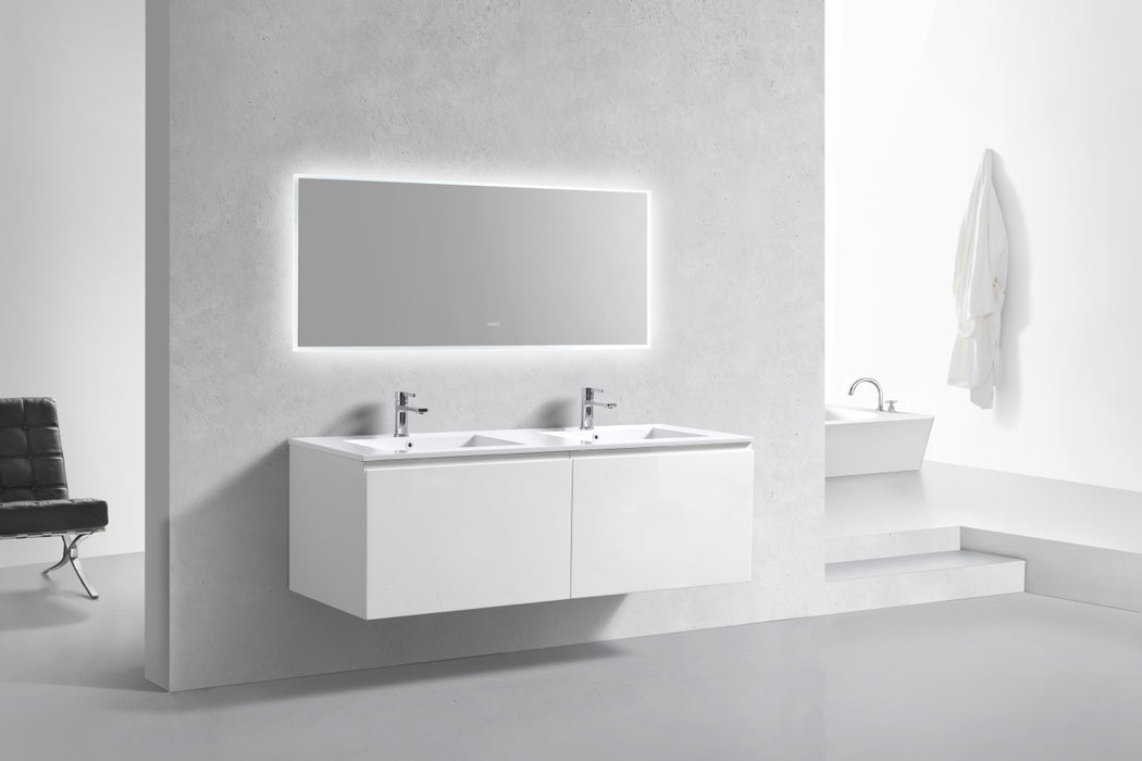 KubeBath | Balli 60'' Double Sink Wall Mount Modern Bathroom Vanity in Gloss White Finish KubeBath - Vanities KubeBath   