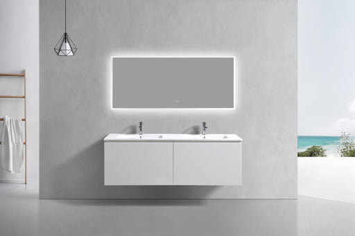 KubeBath | Balli 60'' Double Sink Wall Mount Modern Bathroom Vanity in Gloss White Finish KubeBath - Vanities KubeBath   