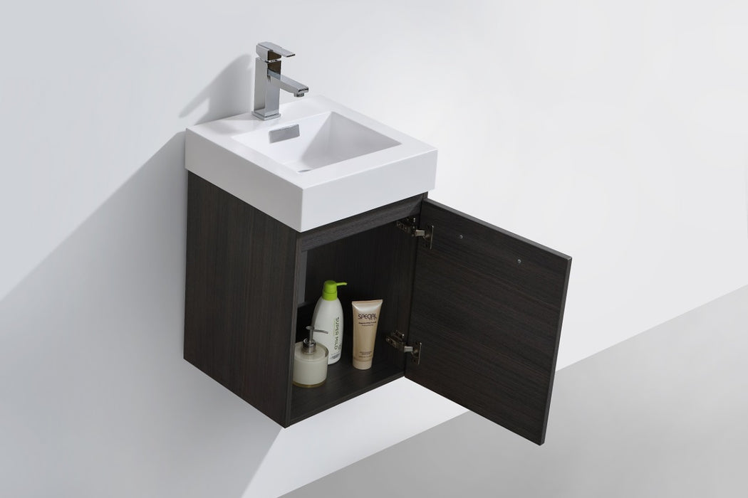 KubeBath | Bliss 16" Gray Oak Wall Mount Modern Bathroom Vanity KubeBath - Vanities KubeBath   