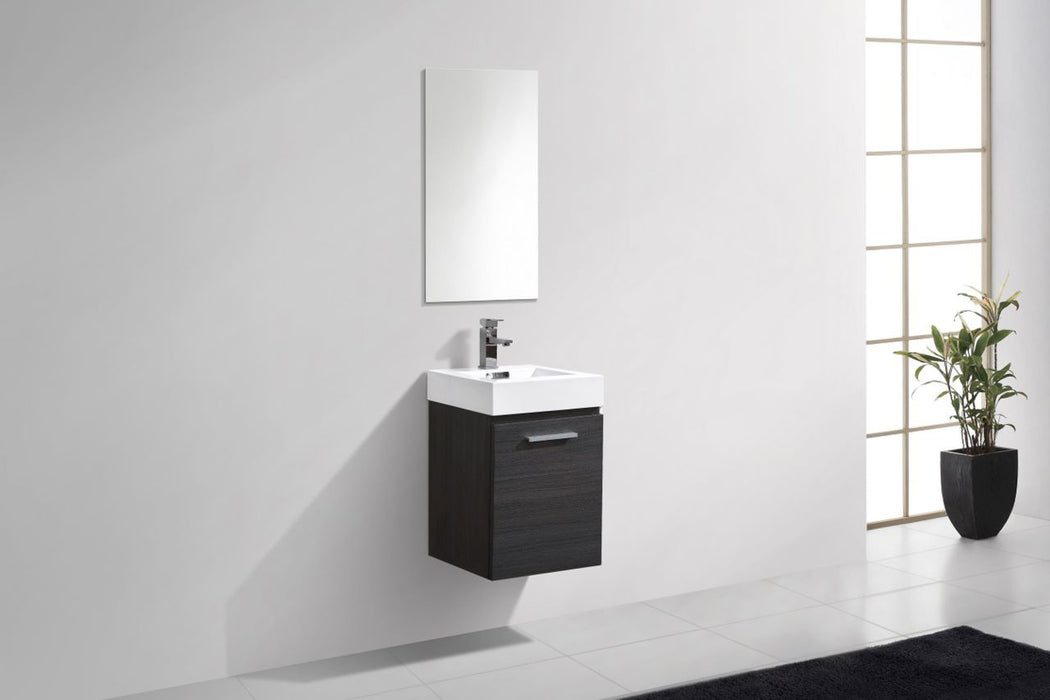 KubeBath | Bliss 16" High Gloss Gray Oak Wall Mount Modern Bathroom Vanity KubeBath - Vanities KubeBath   