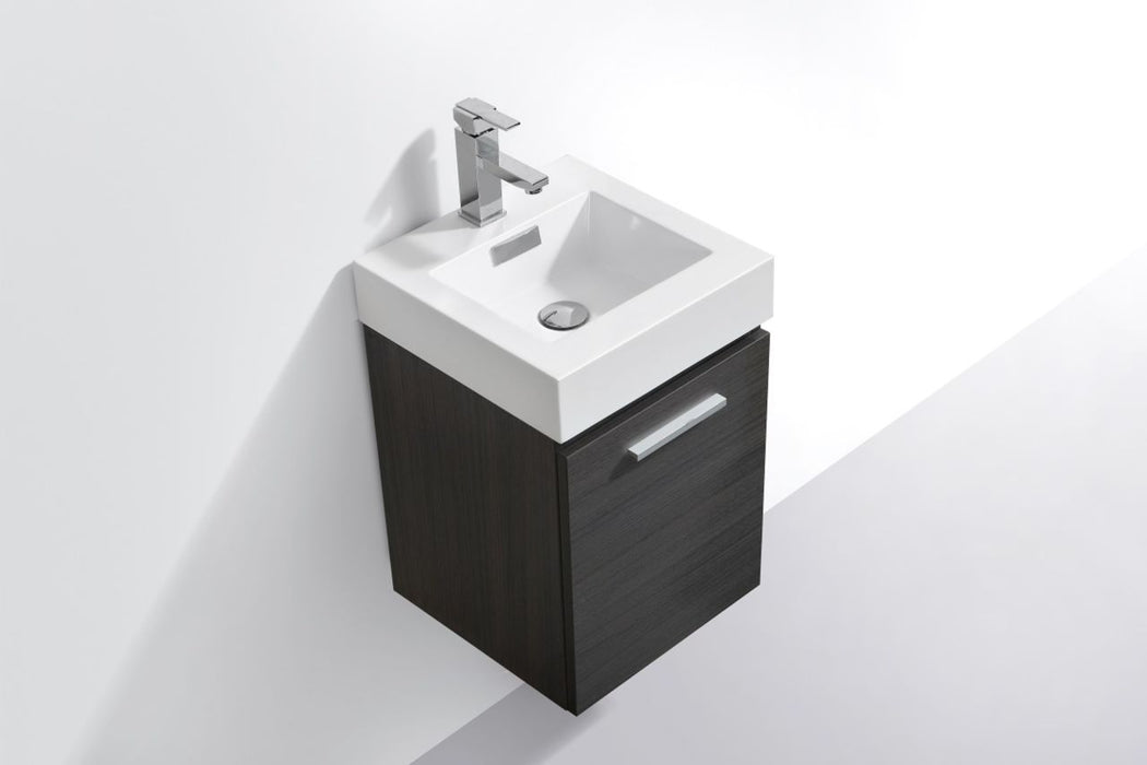 KubeBath | Bliss 16" High Gloss Gray Oak Wall Mount Modern Bathroom Vanity KubeBath - Vanities KubeBath   