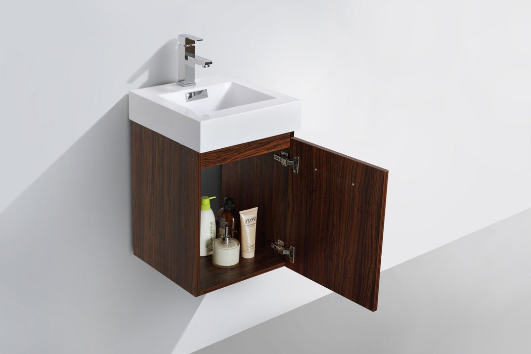 KubeBath | Bliss 16" Walnut Wall Mount Modern Bathroom Vanity KubeBath - Vanities KubeBath   