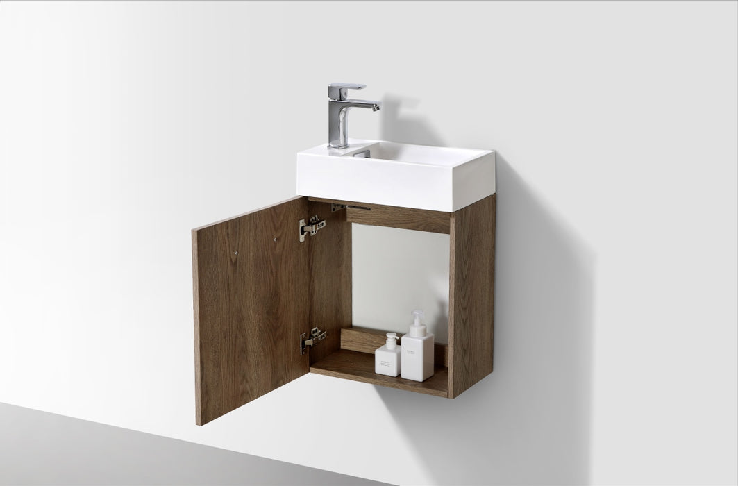 KubeBath | Bliss 18" Butternut Wall Mount Modern Bathroom Vanity KubeBath - Vanities KubeBath   