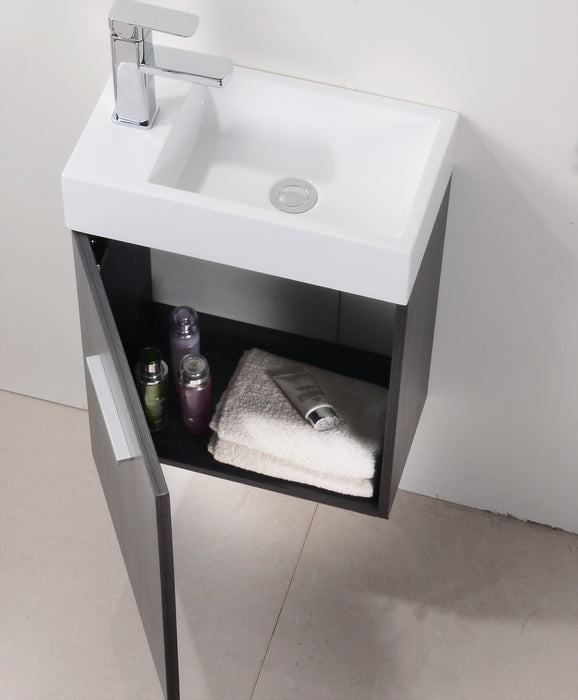 KubeBath | Bliss 18" Gray Oak Wall Mount Modern Bathroom Vanity KubeBath - Vanities KubeBath   