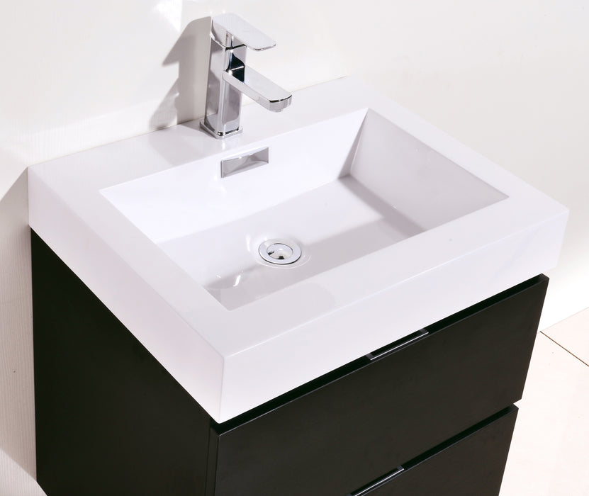 KubeBath | Bliss 24" Black Wall Mount Modern Bathroom Vanity KubeBath - Vanities KubeBath   