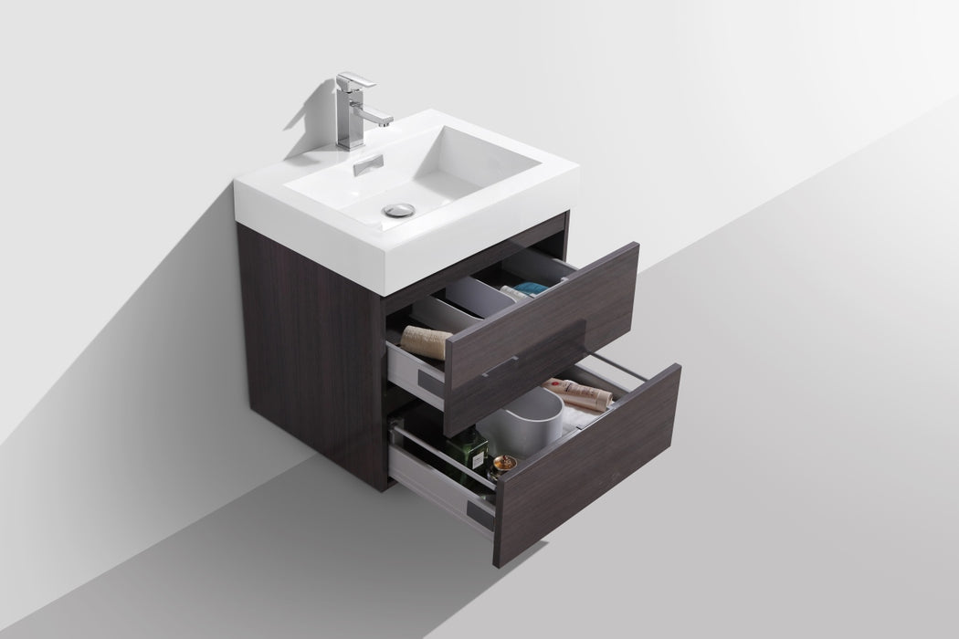 KubeBath | Bliss 24" High Gloss Gray Oak Wall Mount Modern Bathroom Vanity KubeBath - Vanities KubeBath   
