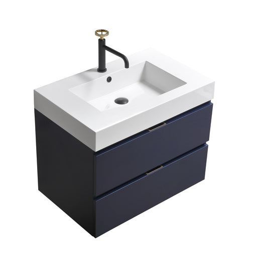 KubeBath | Bliss 30" Blue Wall Mount Modern Bathroom Vanity KubeBath - Vanities KubeBath   