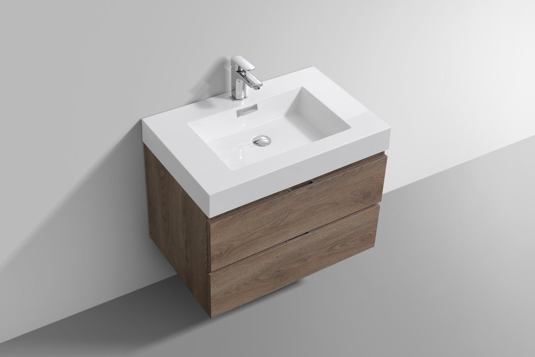 KubeBath | Bliss 30" Butternut Wall Mount Modern Bathroom Vanity KubeBath - Vanities KubeBath   