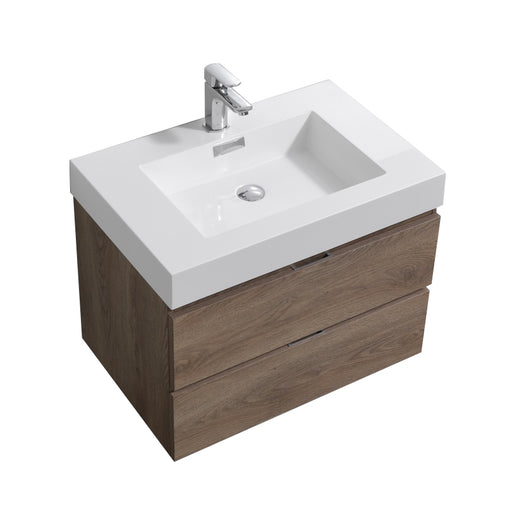 KubeBath | Bliss 30" Butternut Wall Mount Modern Bathroom Vanity KubeBath - Vanities KubeBath   