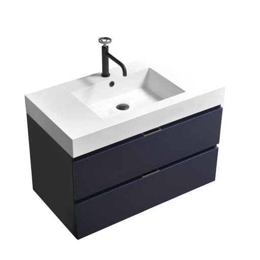 KubeBath | Bliss 36" Blue Wall Mount Modern Bathroom Vanity KubeBath - Vanities KubeBath   