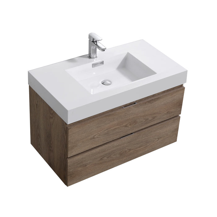 KubeBath | Bliss 36" Butternut Wall Mount Modern Bathroom Vanity KubeBath - Vanities KubeBath   