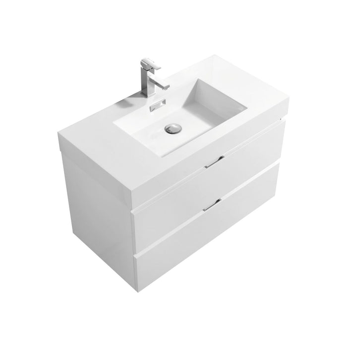 KubeBath | Bliss 36" High Gloss White Wall Mount Modern Bathroom Vanity KubeBath - Vanities KubeBath   