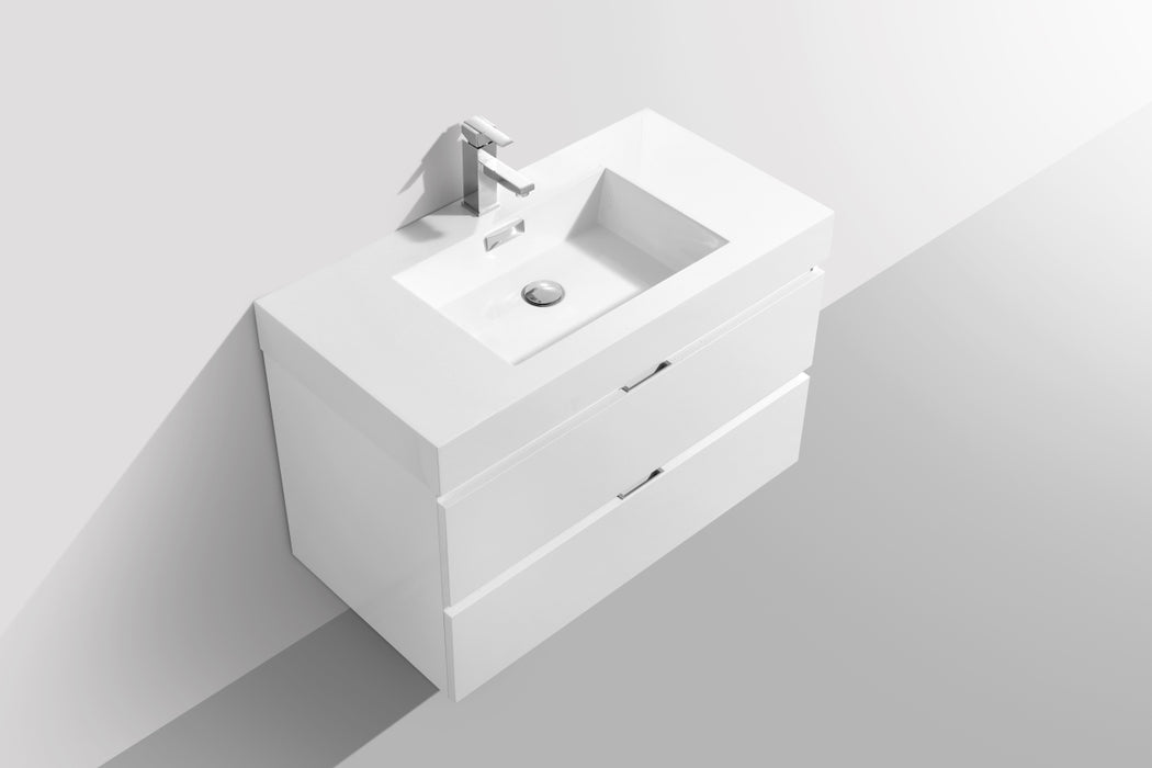 KubeBath | Bliss 36" High Gloss White Wall Mount Modern Bathroom Vanity KubeBath - Vanities KubeBath   