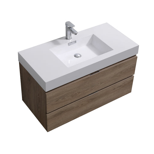 KubeBath | Bliss 40" Butternut Wall Mount Modern Bathroom Vanity KubeBath - Vanities KubeBath   