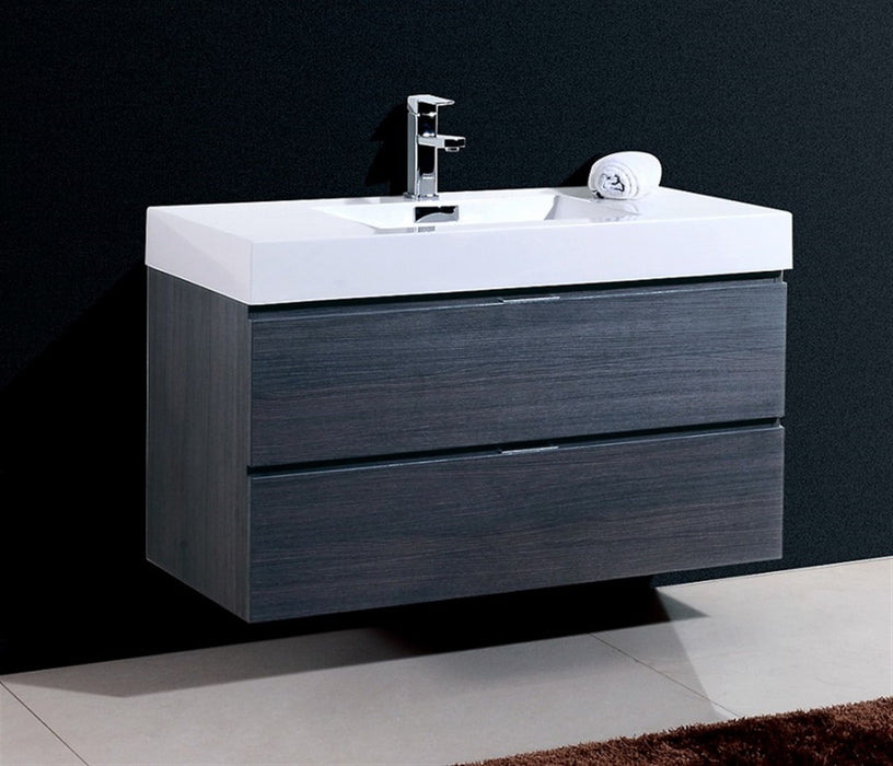 KubeBath | Bliss 40" Gray Oak Wall Mount Modern Bathroom Vanity KubeBath - Vanities KubeBath   