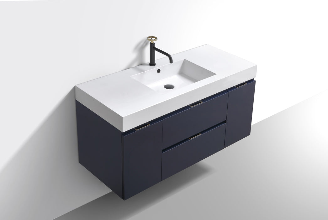 KubeBath | Bliss 48" Blue Wall Mount Modern Bathroom Vanity KubeBath - Vanities KubeBath   