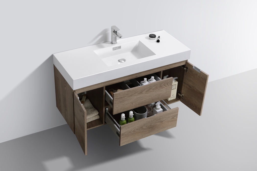 KubeBath | Bliss 48" Butternut Wall Mount Modern Bathroom Vanity KubeBath - Vanities KubeBath   