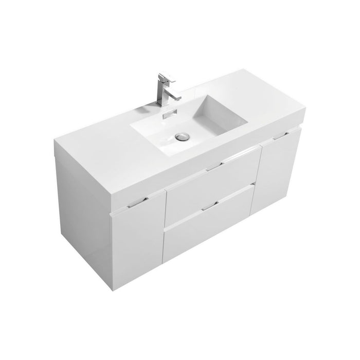 KubeBath | Bliss 48" High Gloss White Wall Mount Modern Bathroom Vanity KubeBath - Vanities KubeBath   