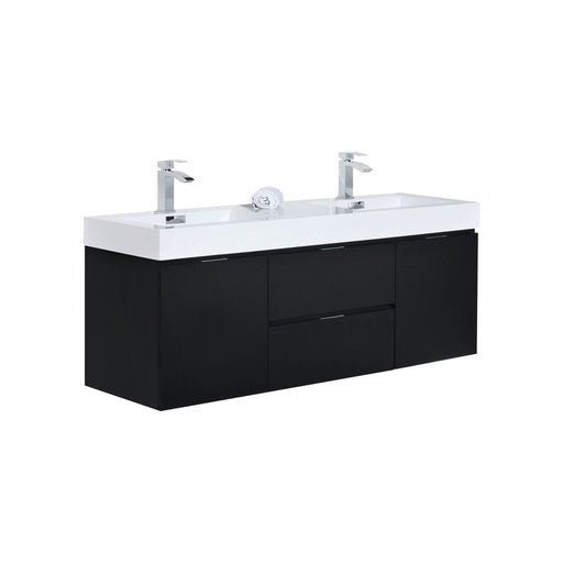 KubeBath | Bliss 60" Double Sink Black Wall Mount Modern Bathroom Vanity KubeBath - Vanities KubeBath   