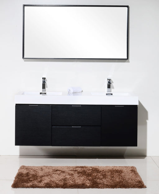KubeBath | Bliss 60" Double Sink Black Wall Mount Modern Bathroom Vanity KubeBath - Vanities KubeBath   