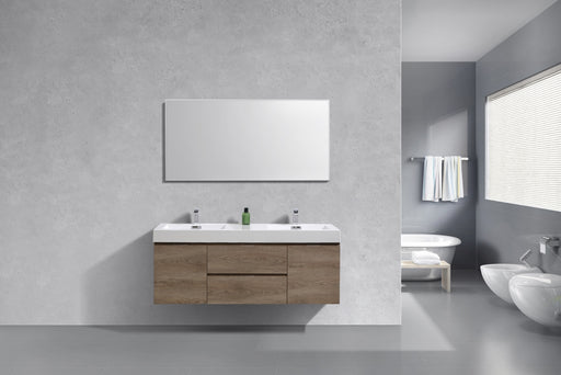 KubeBath | Bliss 60" Double Sink Butternut Wall Mount Modern Bathroom Vanity KubeBath - Vanities KubeBath   