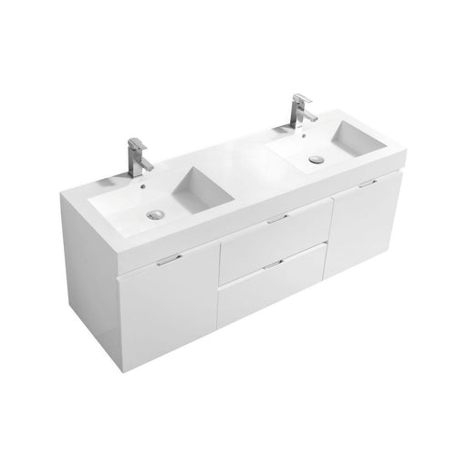 KubeBath | Bliss 60" Double Sink High Gloss White Wall Mount Modern Bathroom Vanity KubeBath - Vanities KubeBath   