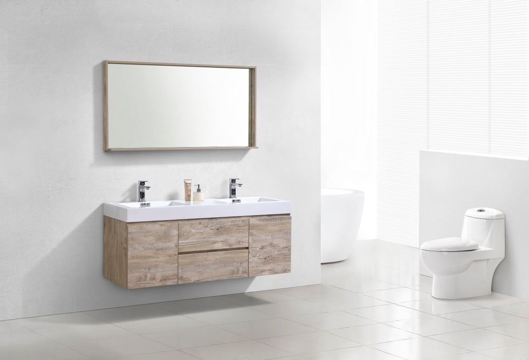 KubeBath | Bliss 60" Double Sink Nature Wood Wall Mount Modern Bathroom Vanity KubeBath - Vanities KubeBath   
