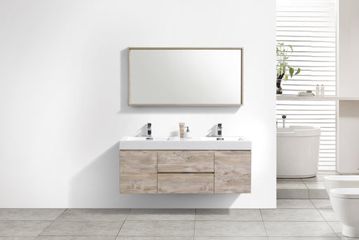 KubeBath | Bliss 60" Double Sink Nature Wood Wall Mount Modern Bathroom Vanity KubeBath - Vanities KubeBath   