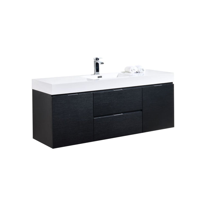 KubeBath | Bliss 60" Single Sink Black Wall Mount Modern Bathroom Vanity KubeBath - Vanities KubeBath   