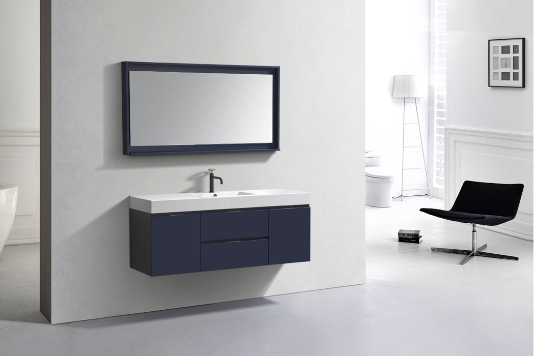 KubeBath | Bliss 60" Single Sink Blue Wall Mount Modern Bathroom Vanity KubeBath - Vanities KubeBath   