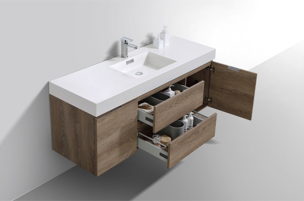 KubeBath | Bliss 60" Single Sink Butternut Wall Mount Modern Bathroom Vanity KubeBath - Vanities KubeBath   