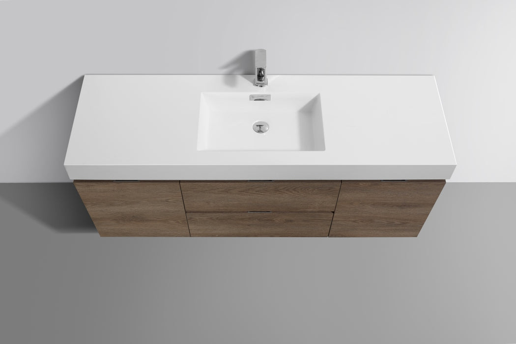 KubeBath | Bliss 60" Single Sink Butternut Wall Mount Modern Bathroom Vanity KubeBath - Vanities KubeBath   