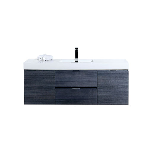 KubeBath | Bliss 60" Single Sink Gray Oak Wall Mount Modern Bathroom Vanity KubeBath - Vanities KubeBath   