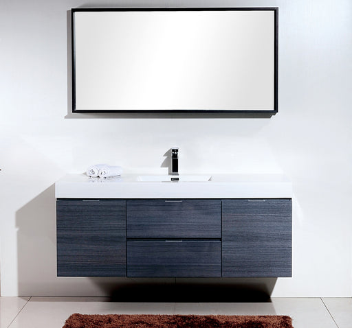 KubeBath | Bliss 60" Single Sink Gray Oak Wall Mount Modern Bathroom Vanity KubeBath - Vanities KubeBath   