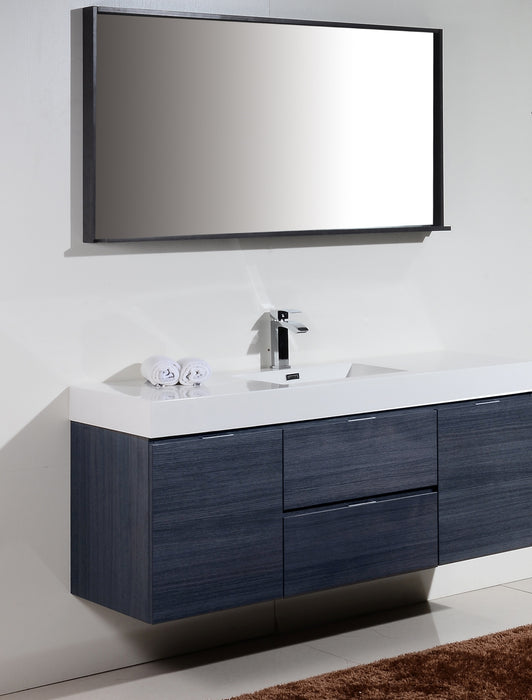 KubeBath | Bliss 60" Single Sink Gray Oak Wall Mount Modern Bathroom Vanity KubeBath - Vanities KubeBath   