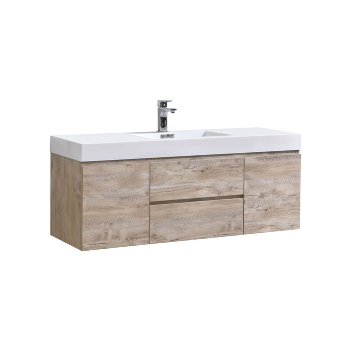 KubeBath | Bliss 60" Single Sink Nature Wood Wall Mount Modern Bathroom Vanity KubeBath - Vanities KubeBath   