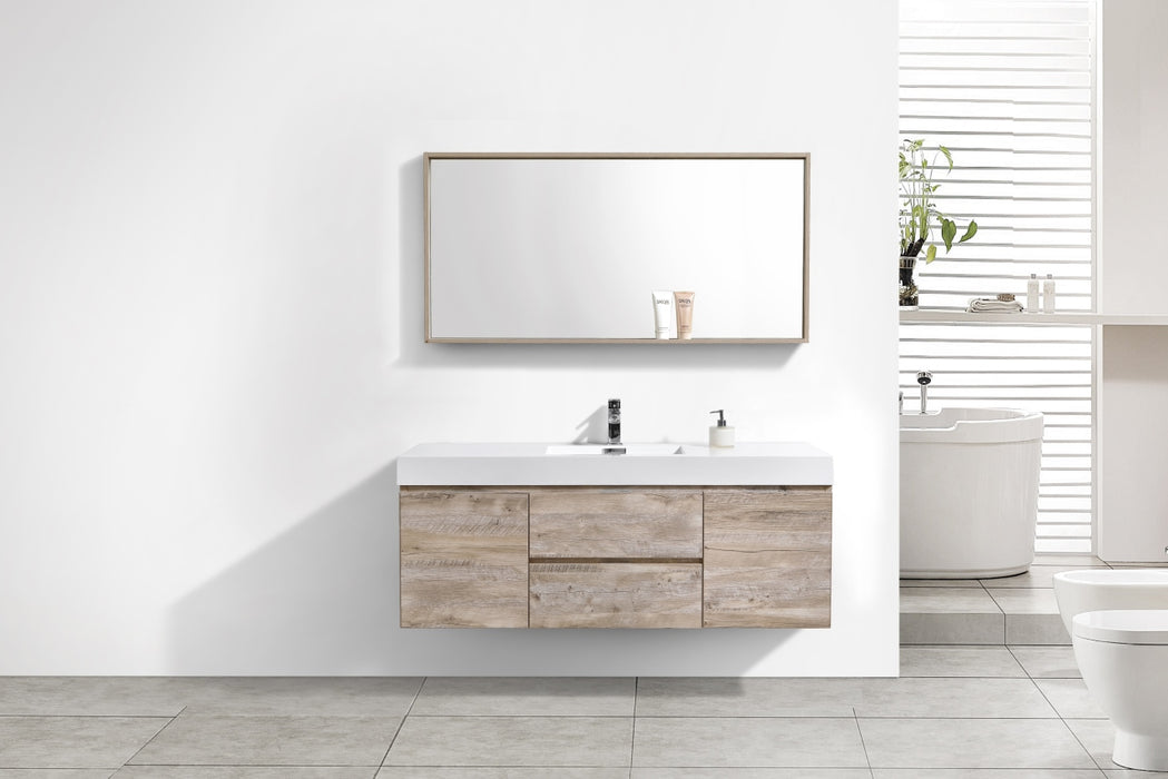 KubeBath | Bliss 60" Single Sink Nature Wood Wall Mount Modern Bathroom Vanity KubeBath - Vanities KubeBath   