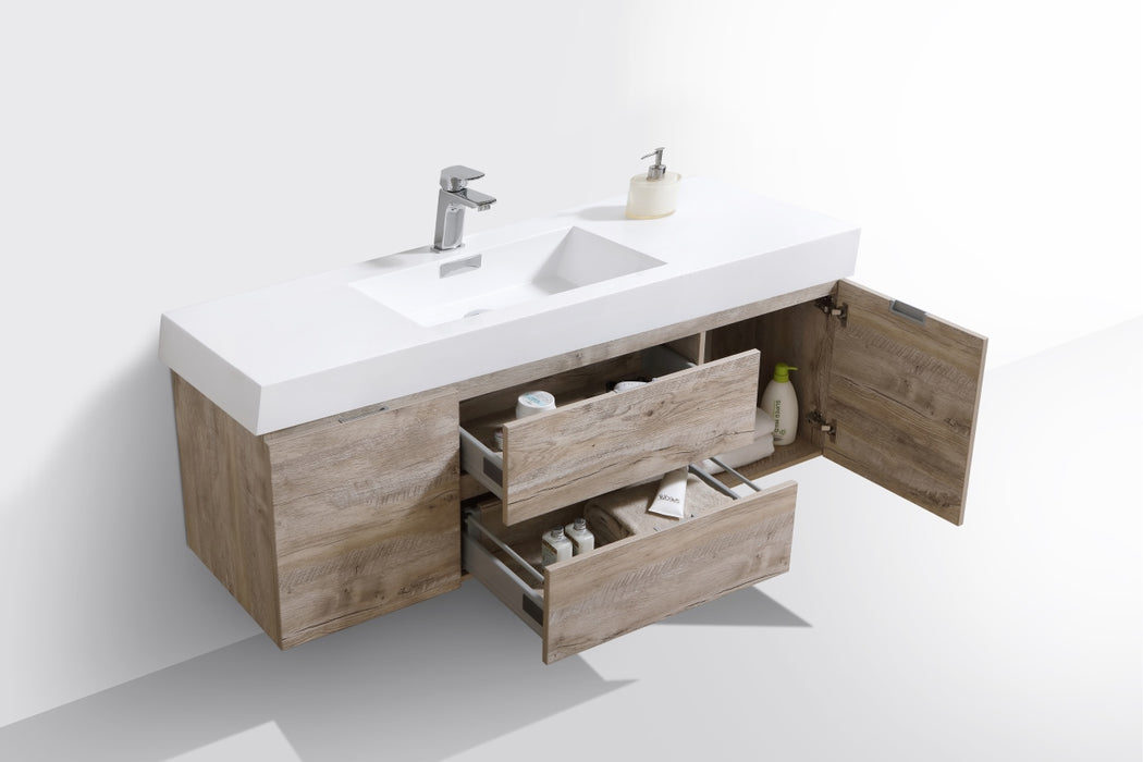 KubeBath | Bliss 60" Single Sink Nature Wood Wall Mount Modern Bathroom Vanity KubeBath - Vanities KubeBath   