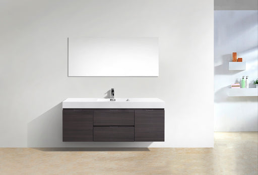 KubeBath | Bliss 60" Single Sink High Gloss Gray Oak Wall Mount Modern Bathroom Vanity KubeBath - Vanities KubeBath   