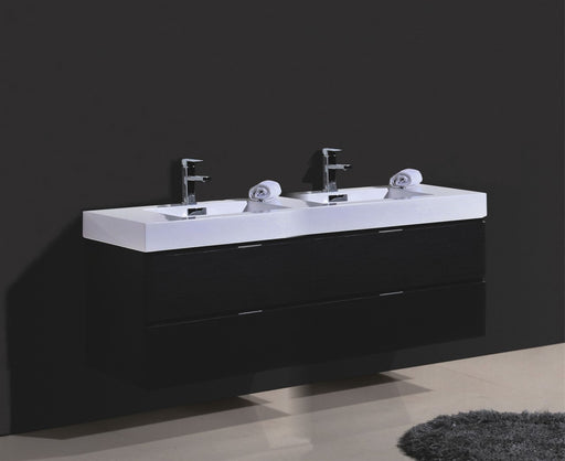 KubeBath | Bliss 72" Double Sink Black Wall Mount Modern Bathroom Vanity KubeBath - Vanities KubeBath   