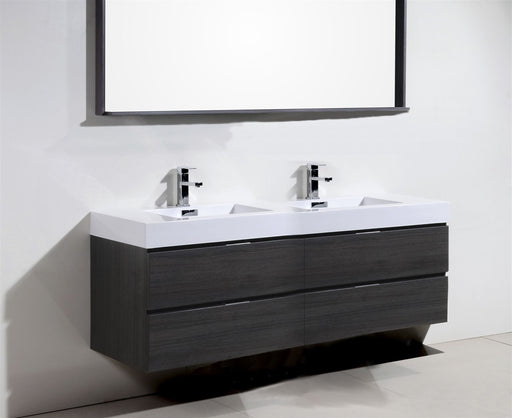 KubeBath | Bliss 72" Double Sink Gray Oak Wall Mount Modern Bathroom Vanity KubeBath - Vanities KubeBath   