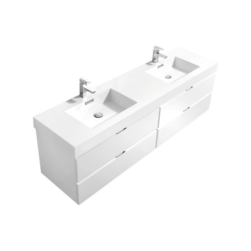 KubeBath | Bliss 72" Double Sink High Gloss White Wall Mount Modern Bathroom Vanity KubeBath - Vanities KubeBath   