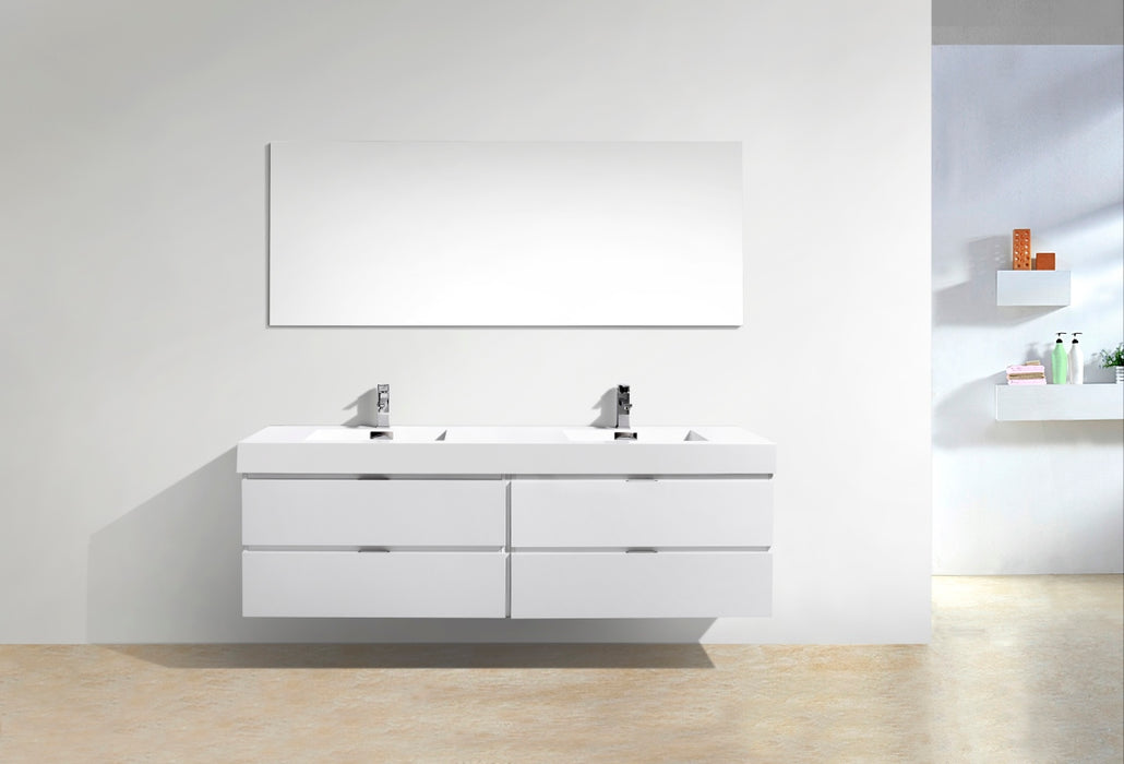 KubeBath | Bliss 72" Double Sink High Gloss White Wall Mount Modern Bathroom Vanity KubeBath - Vanities KubeBath   
