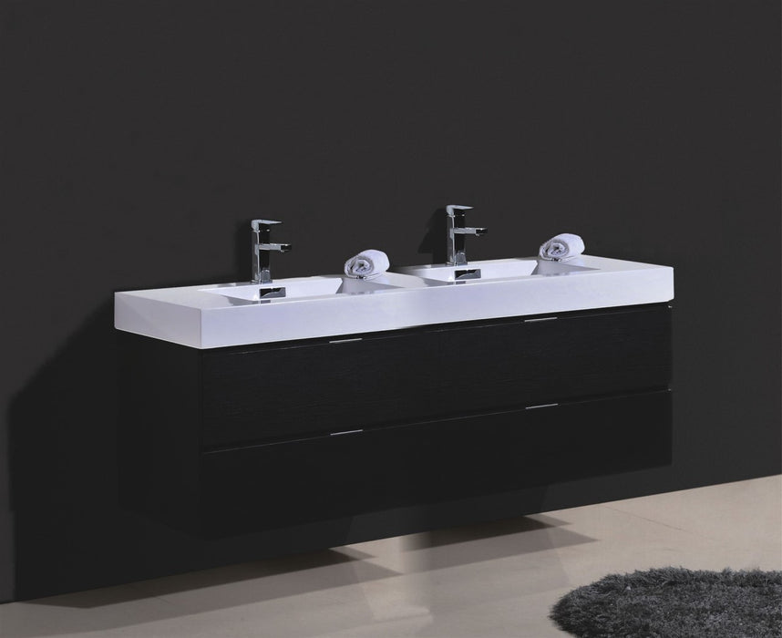 KubeBath | Bliss 80" Double Sink Black Wall Mount Modern Bathroom Vanity KubeBath - Vanities KubeBath   
