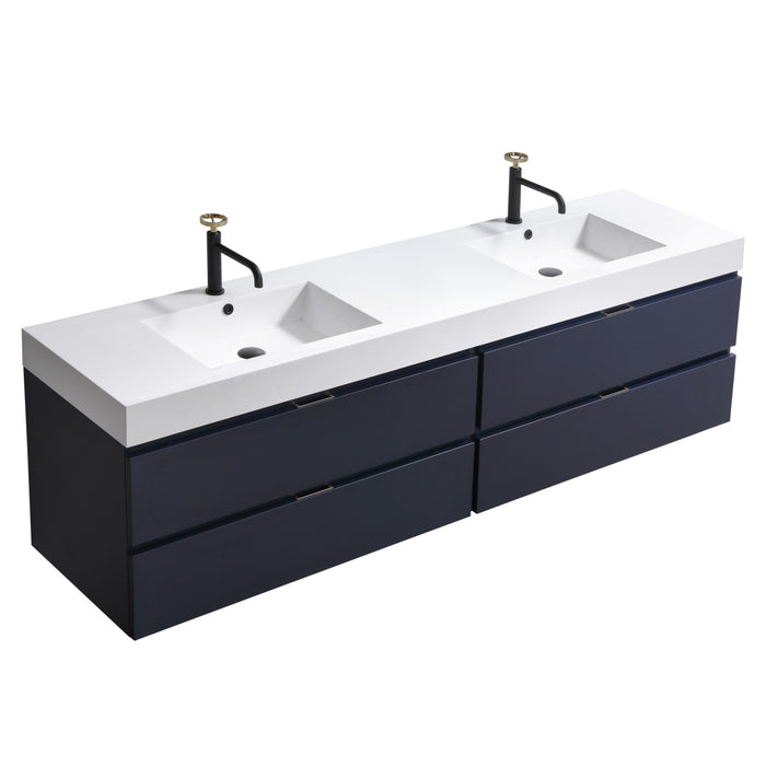 KubeBath | Bliss 80" Double Sink Blue Wall Mount Modern Bathroom Vanity KubeBath - Vanities KubeBath   