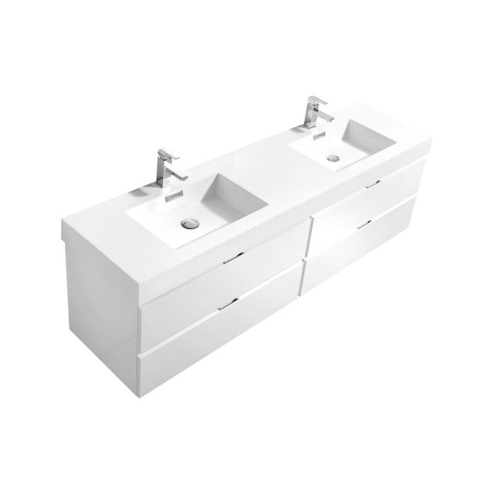 KubeBath | Bliss 80" Double Sink High Gloss White Wall Mount Modern Bathroom Vanity KubeBath - Vanities KubeBath   