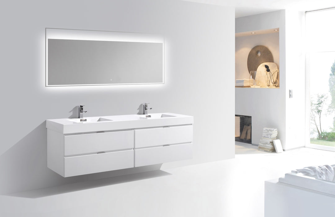 KubeBath | Bliss 80" Double Sink High Gloss White Wall Mount Modern Bathroom Vanity KubeBath - Vanities KubeBath   